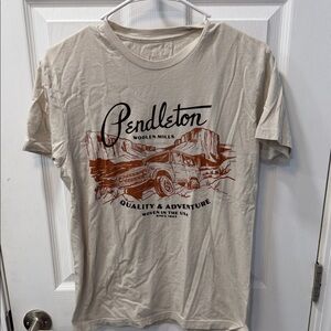 Pendleton Cream Short Sleeve Graphic Adventure Tee with Rust Print